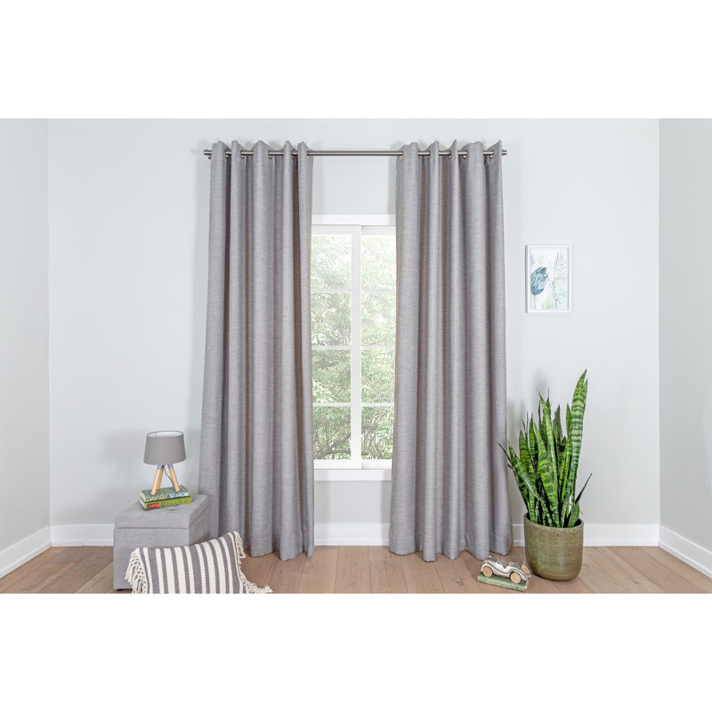 Paire de rideaux unis avec œillets, Gris clair, L 64 po x L 100 po