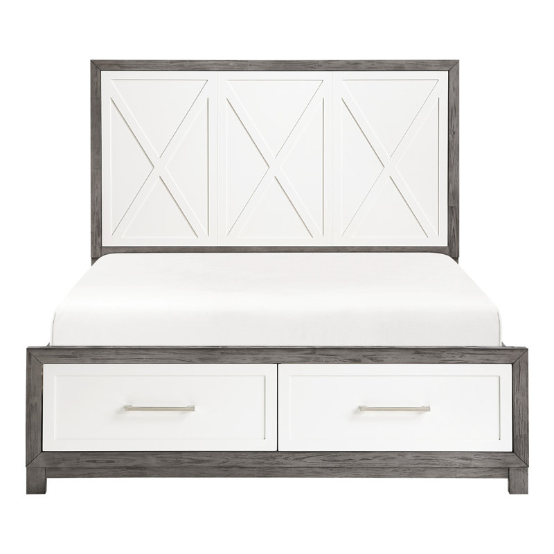 Grand lit plateforme avec rangement, rangement moderne gris