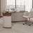 Brown+White Free Form Manufactured Wood+Barenia with 2 drawers desk-300807762