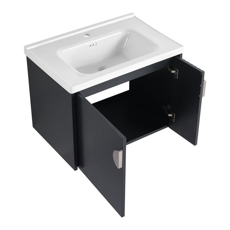Meuble de rangement pour salle de bain Yansi, Noir, noir, noir, noir