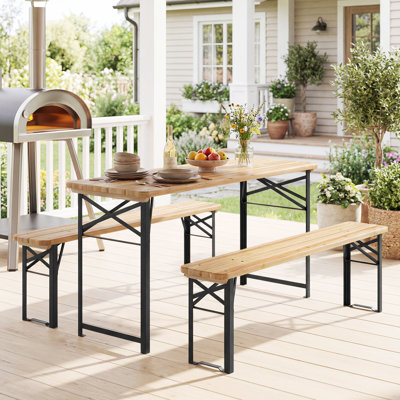 4 - Person Wood Patio Dining Set with Rectangular Table