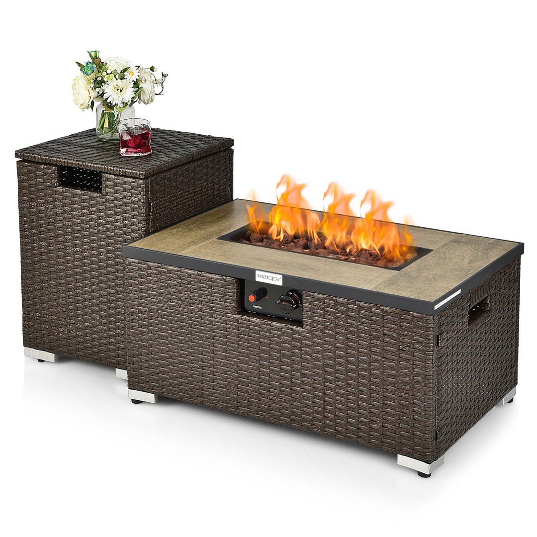 16" H x 32" W Propane Outdoor Fire Pit Table Costway