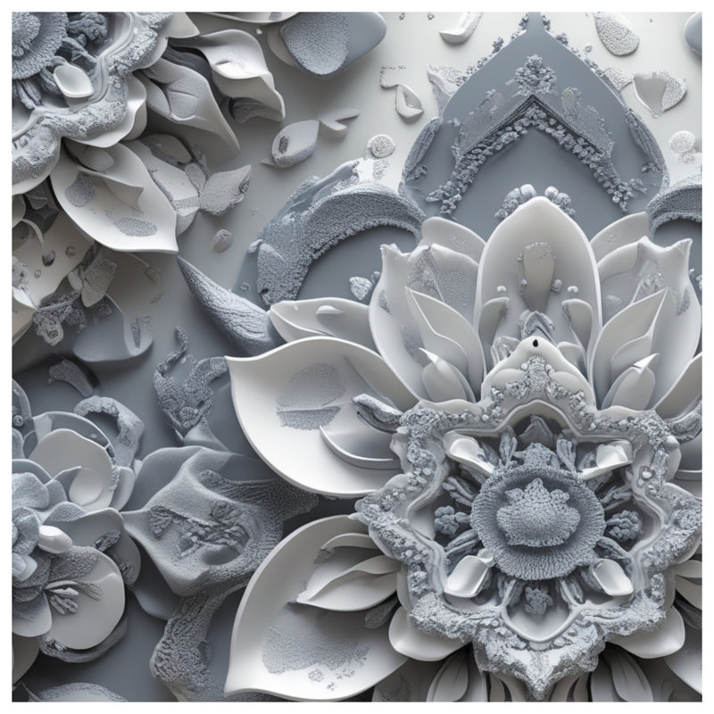 Couvertures de sculpture florale en papier complexe, 60in W x 80in H