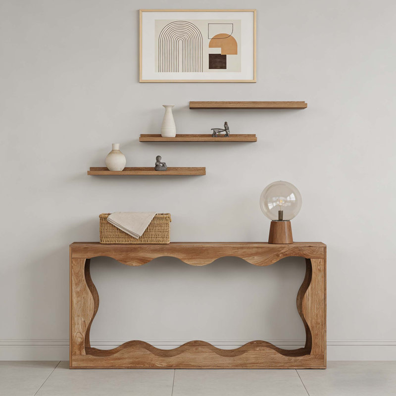 Console 63 po, canapé de table d'entrée de style campagnard derrière le canapé, Grain du bois