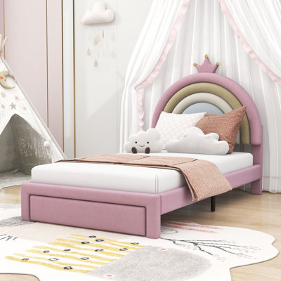 Lit en velours avec tiroir de rangement Moe Rainbow Dreams
