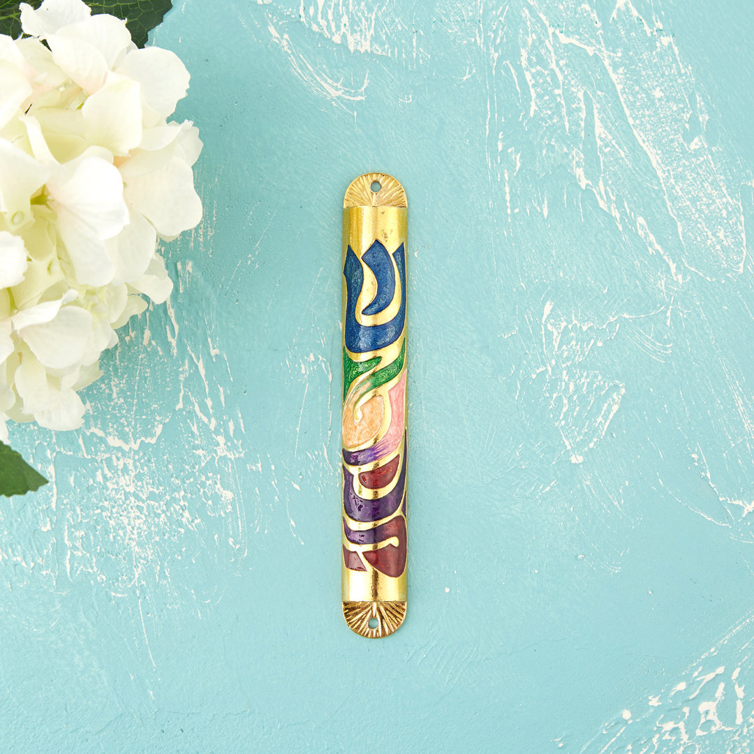 Pewter Mezuzah Matashi Crystal