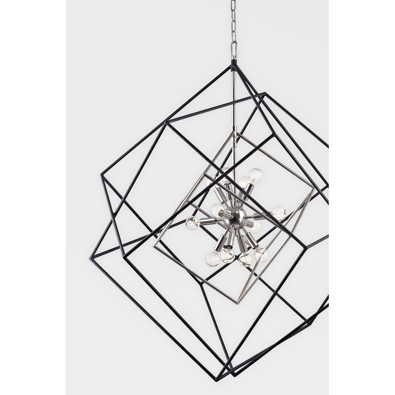 Roundout 15 Light Chandelier, Polished Nickel/Black