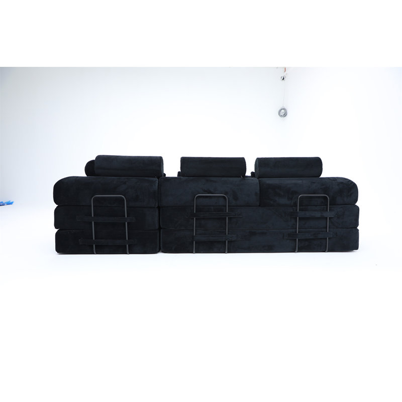 L Shape Modular Sectional Sofa, Black