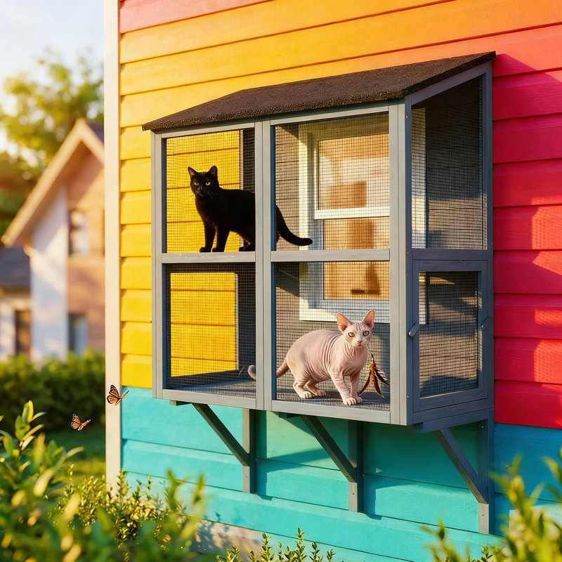 Stable Wall-Mounted Catio With Weatherproof Design