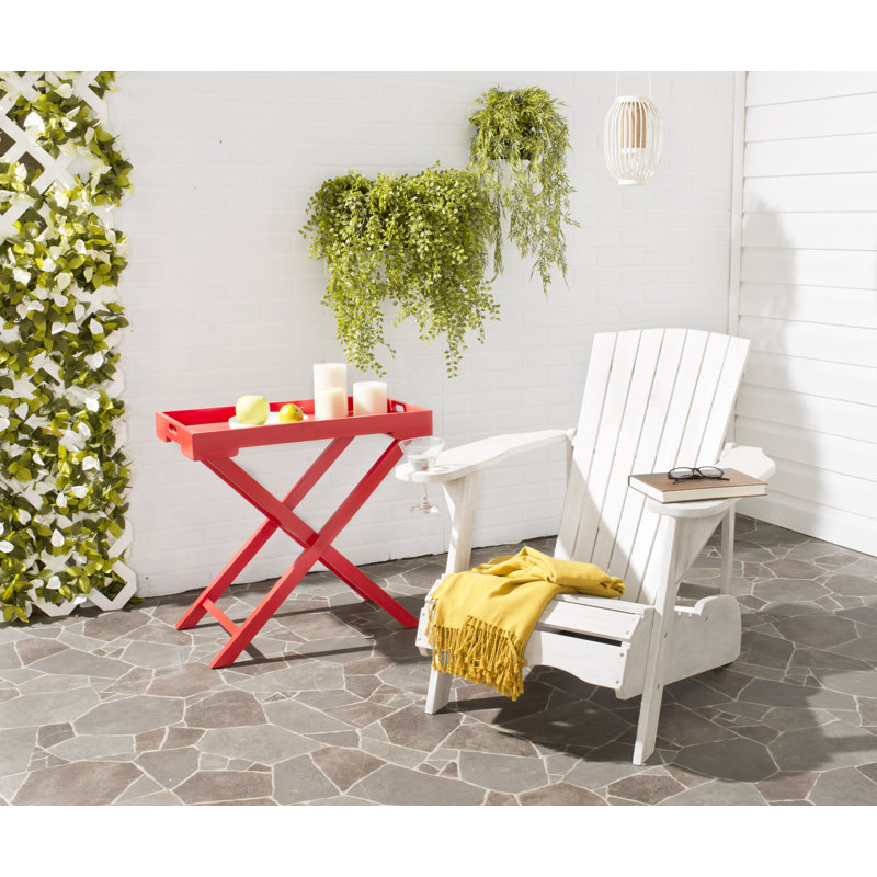Melida Acacia Outdoor Adirondack Chair, White