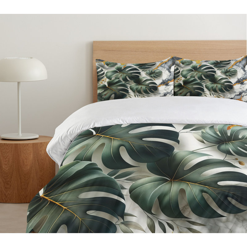 Monstera Duvet Cover, California King Duvet Cover + 2 Standard Shams