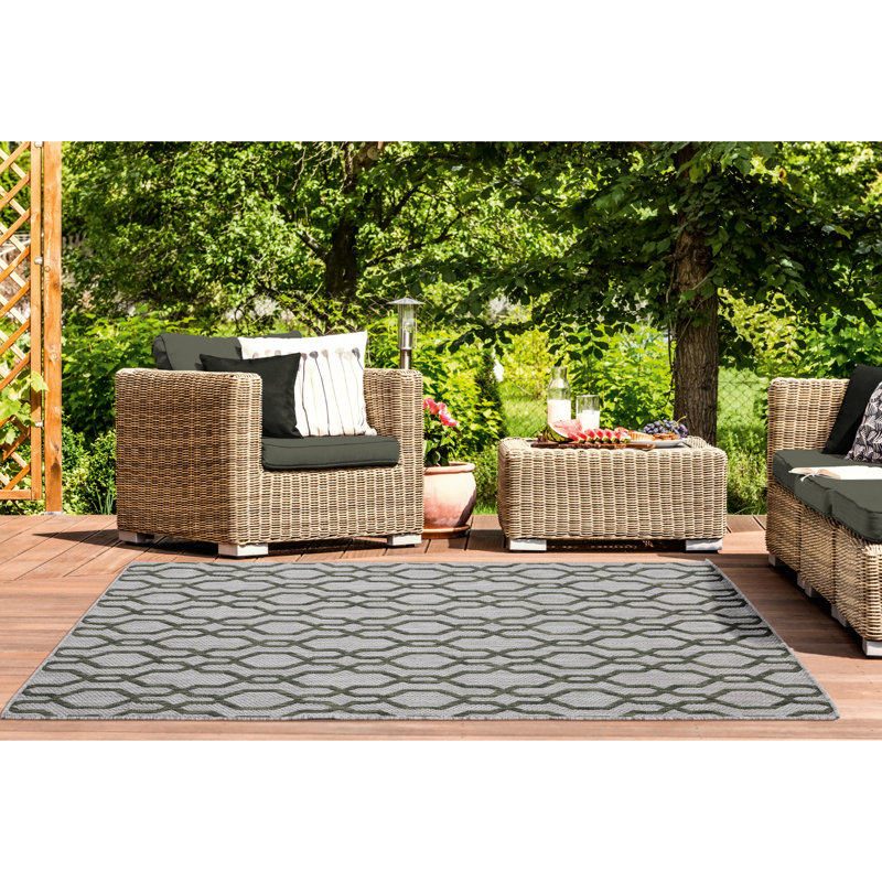 Tapis vert à motif géométrique Haizel, Rectangle 7 pi 10 po x 10 pi 6 po