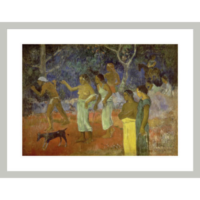 «Scene from Tahitian Life» par Paul Gauguin - Estampe numérique encadrée