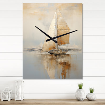 Horloge murale voilier en or
