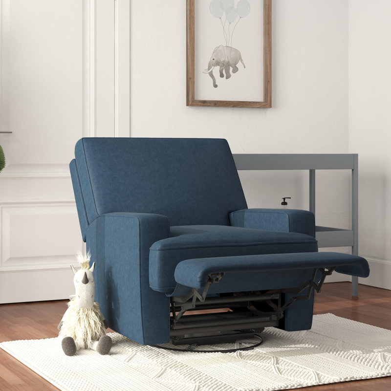 Fauteuil oscillant, inclinable et pivotant rembourré Abingdon, Velours marine