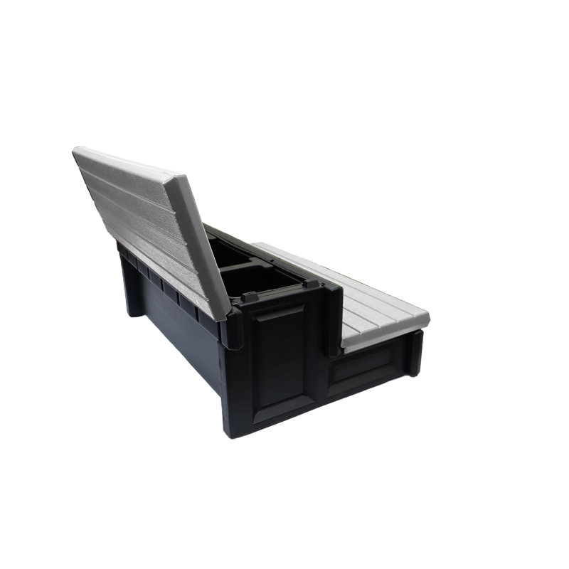 Gray and Black Resin Spa Storage Step with 300lb Capacity