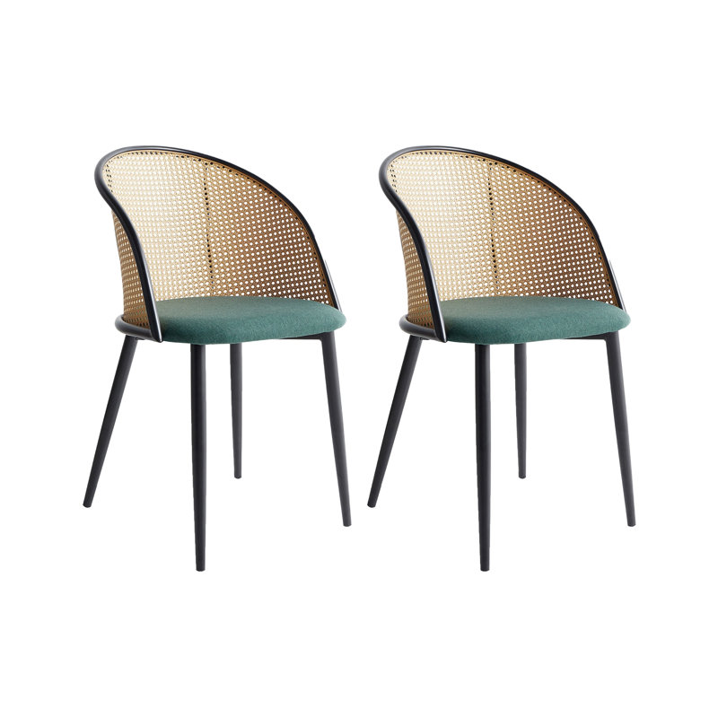 Annah 43cm H Polyester Upholstered Full Back Side Chair in Green