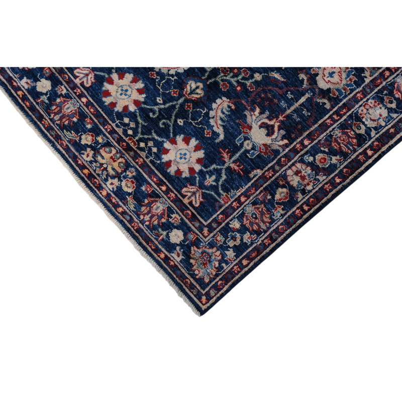 Tapis bleu marine de haute qualité noué à la main