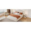 Structure de lit tapissier en velours pour grand lit avec tête de lit en forme de coquillage, aucun sommier nécessaire, mobilier de chambre moderne et confortable-453299375