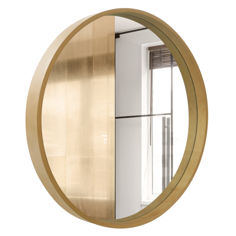 Karrina Round Mirror, 24" x 24", Light Oak