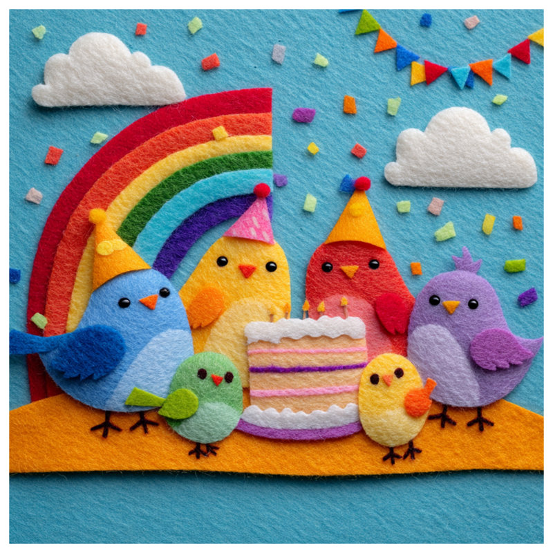 Colorful Birds Party Canvas Gallery Wrap in Many Sizes, 32 x 32 inches