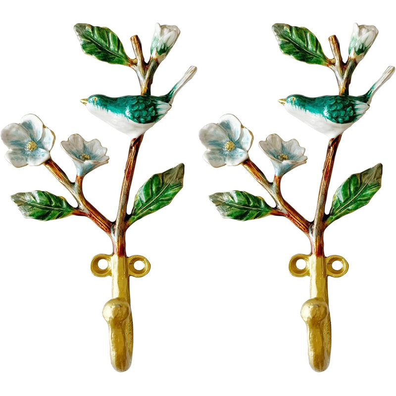 Ensemble de 2 patères décoratives en métal Vintage Bird