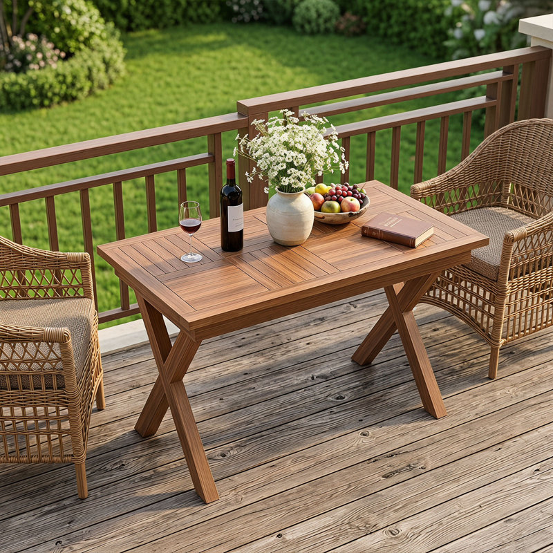 Table de bout d'extérieur à 2 niveaux pour table de bout en bois d'eucalyptus avec plateau à lattes