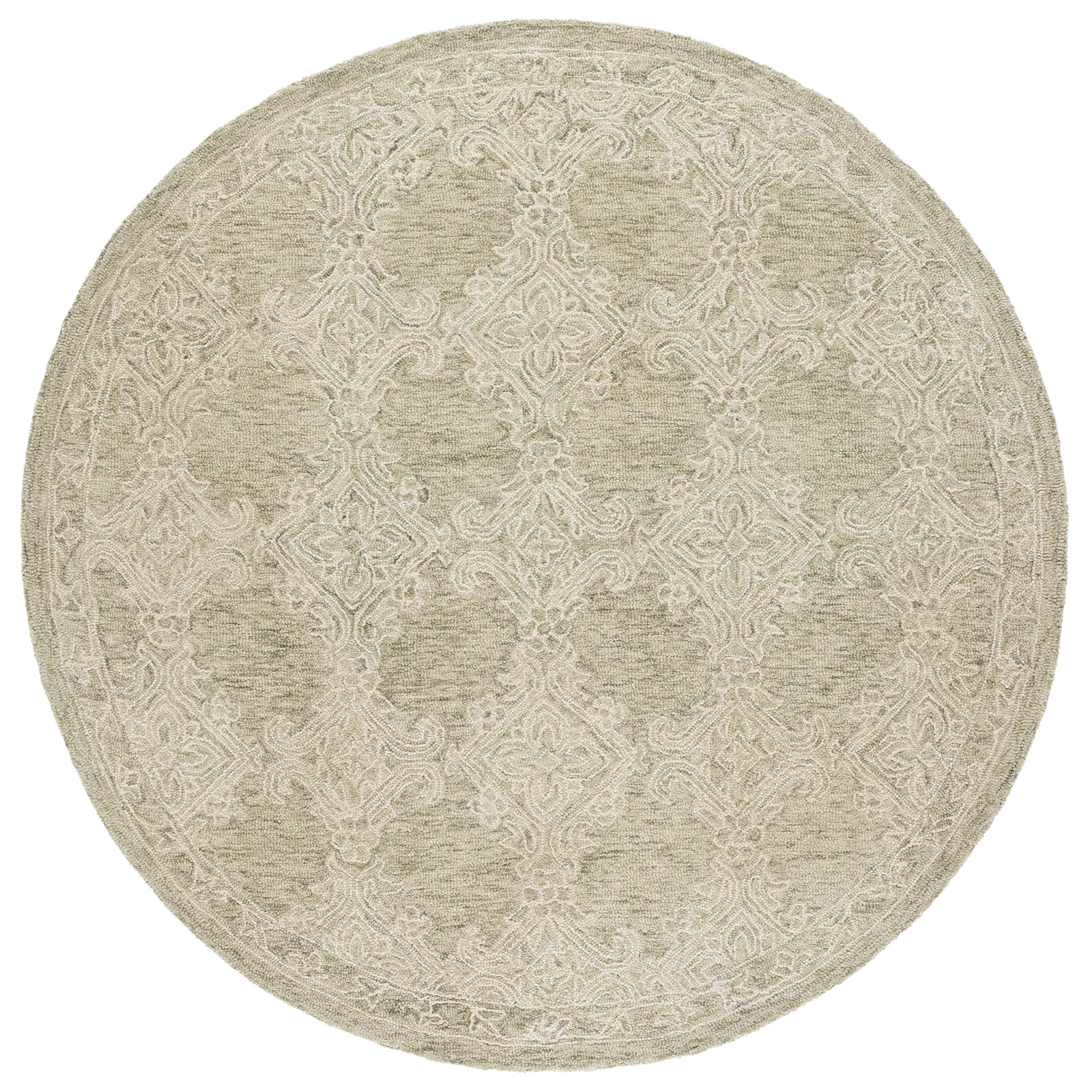 Hand-Tufted Wool Damask Rug, Round 6'