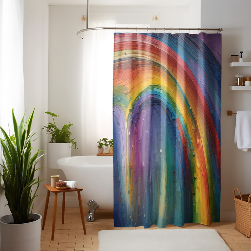 Rideau de douche abstrait avec doublure Cajuste