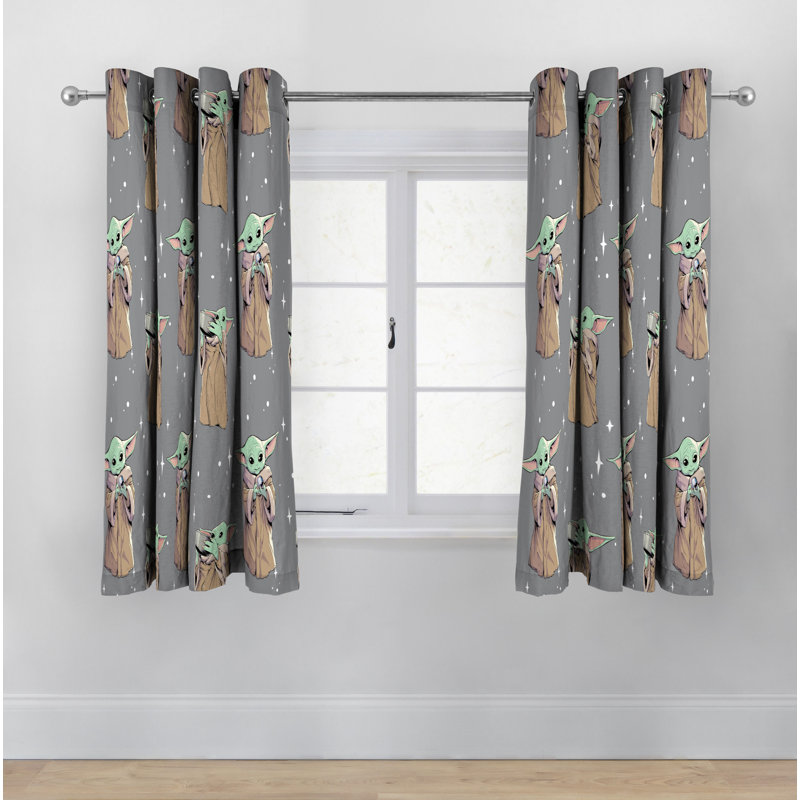 Star Wars Mandalorian 'Curious Kid' Eyelet Window Curtains, 168 W x 137 D cm