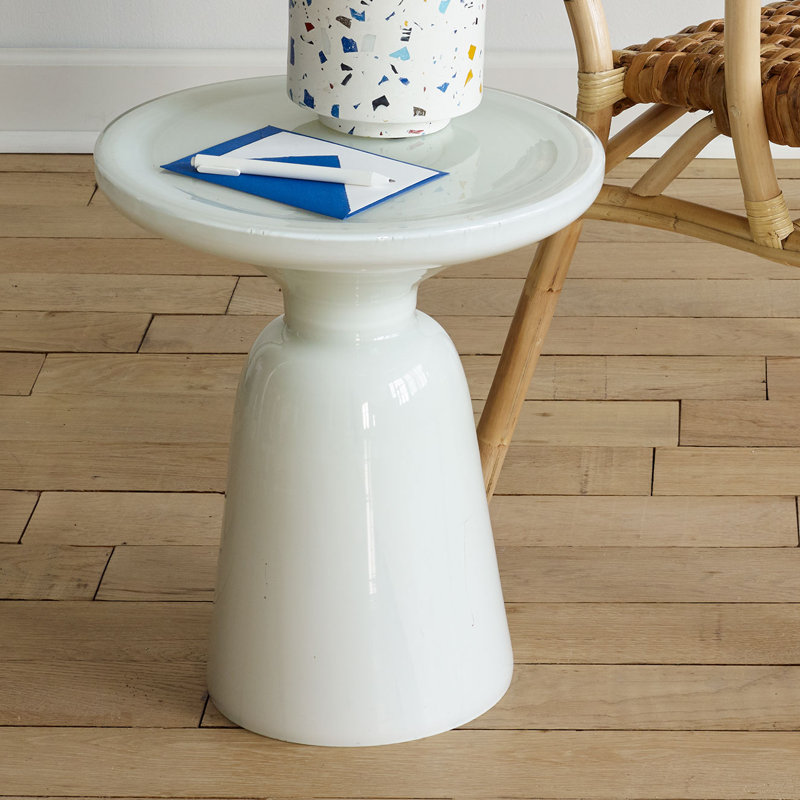Table de bout à piédestal Venezia, Blanc