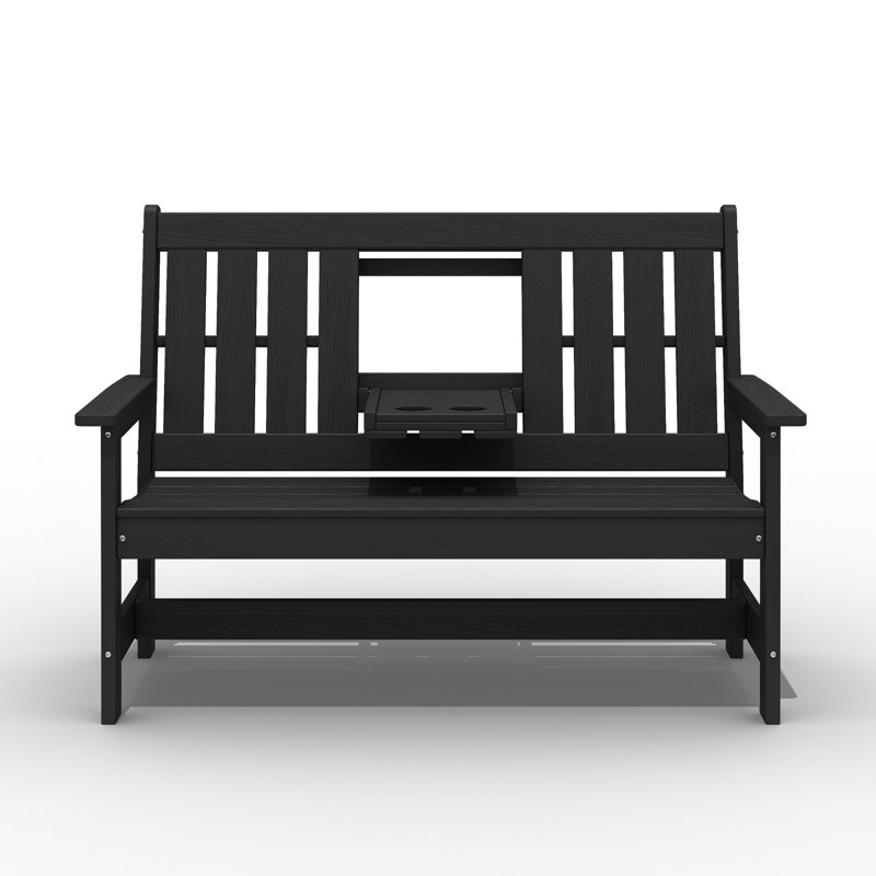 Outdoor Bench - Durable Garden Bench for Patio and Lawn, Black
