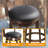 26" Swivel Stools Set Of 2, Black Faux Leather Upholstered Seat & Solid Wood Footrest, Stool For Kitchen Island & Pub-393817794