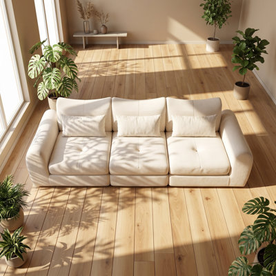 Aurelia 36.61" W x 101.58" D x 28.74" H Premium Chenille Fabric Modular Sectional Cloud Sofa Bed