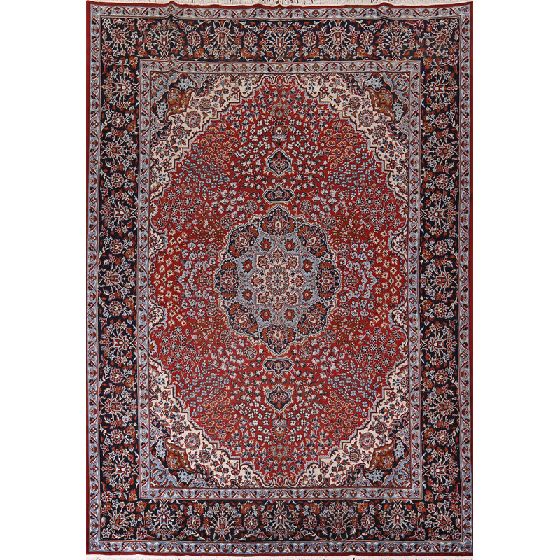 Tapis turc traditionnel à médaillon floral 9 x 13