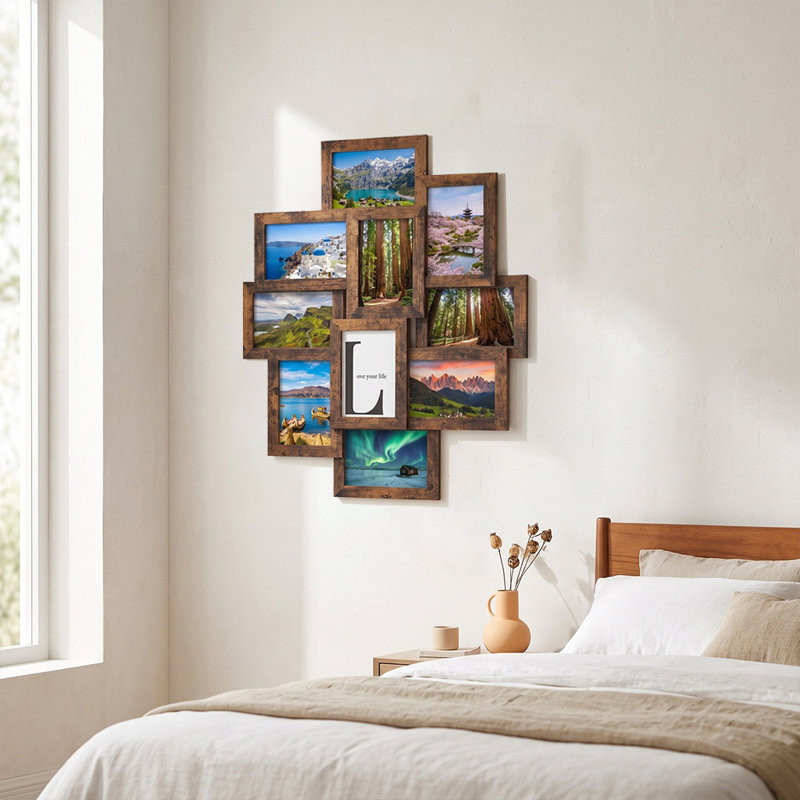 60x49.3x3.6cm Picture Frame - Set of 9, Brown