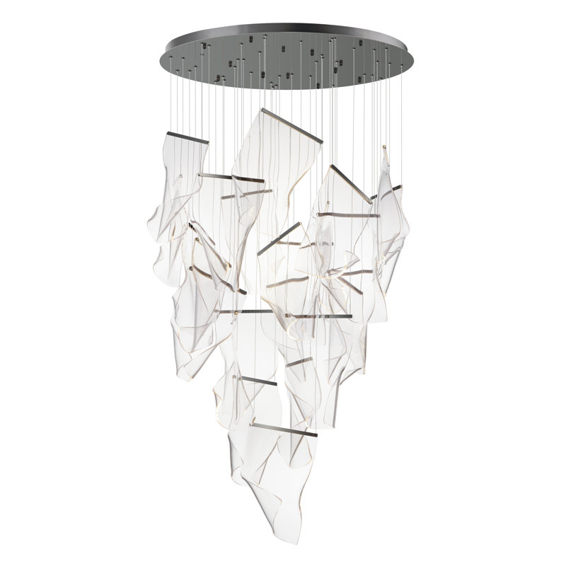 24 - Light LED Cluster Pendant, Brushed Gunmetal, 14, 35