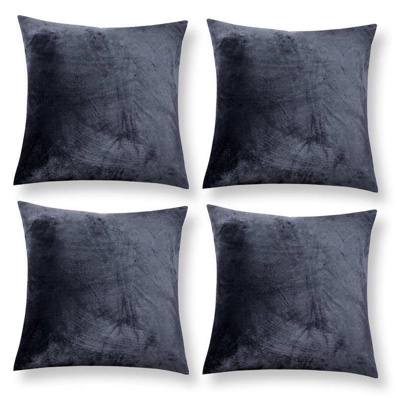 Apex Crushed Velvet Cushion Cover Set, Charcoal