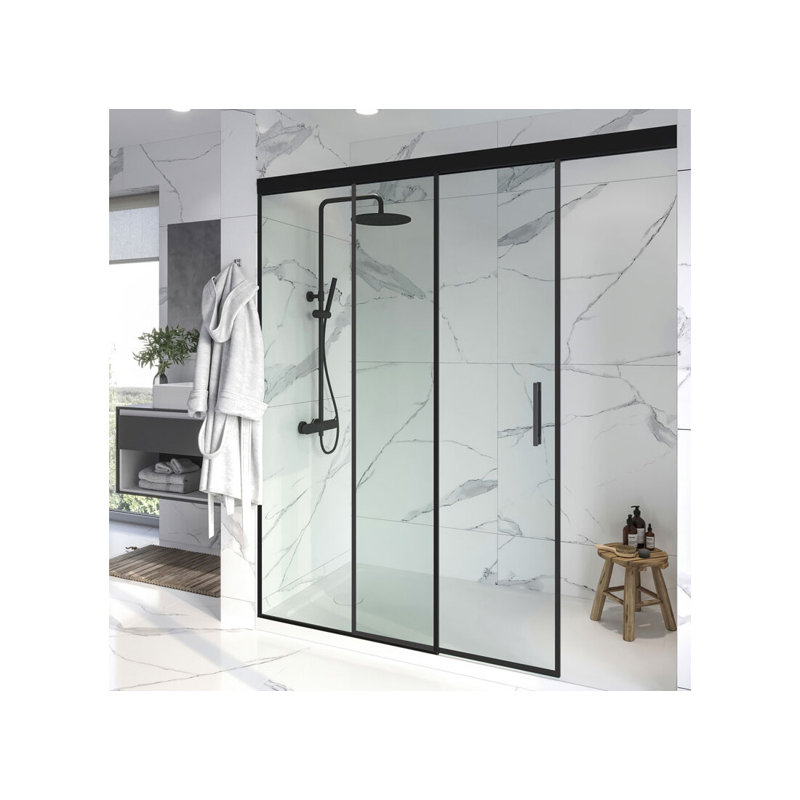 FHC GUCH12144MB Caniveau de périmètre avec ruban pré-appliqué pour verre 1/2 po de longueur 144 po - noir mat
