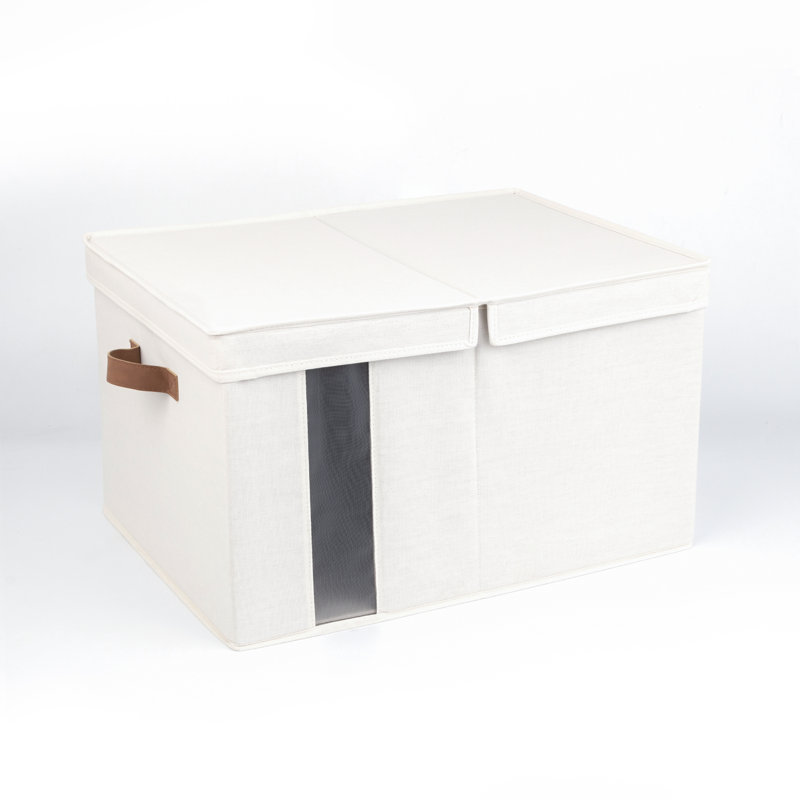 Large Fabric Box with Lid, White