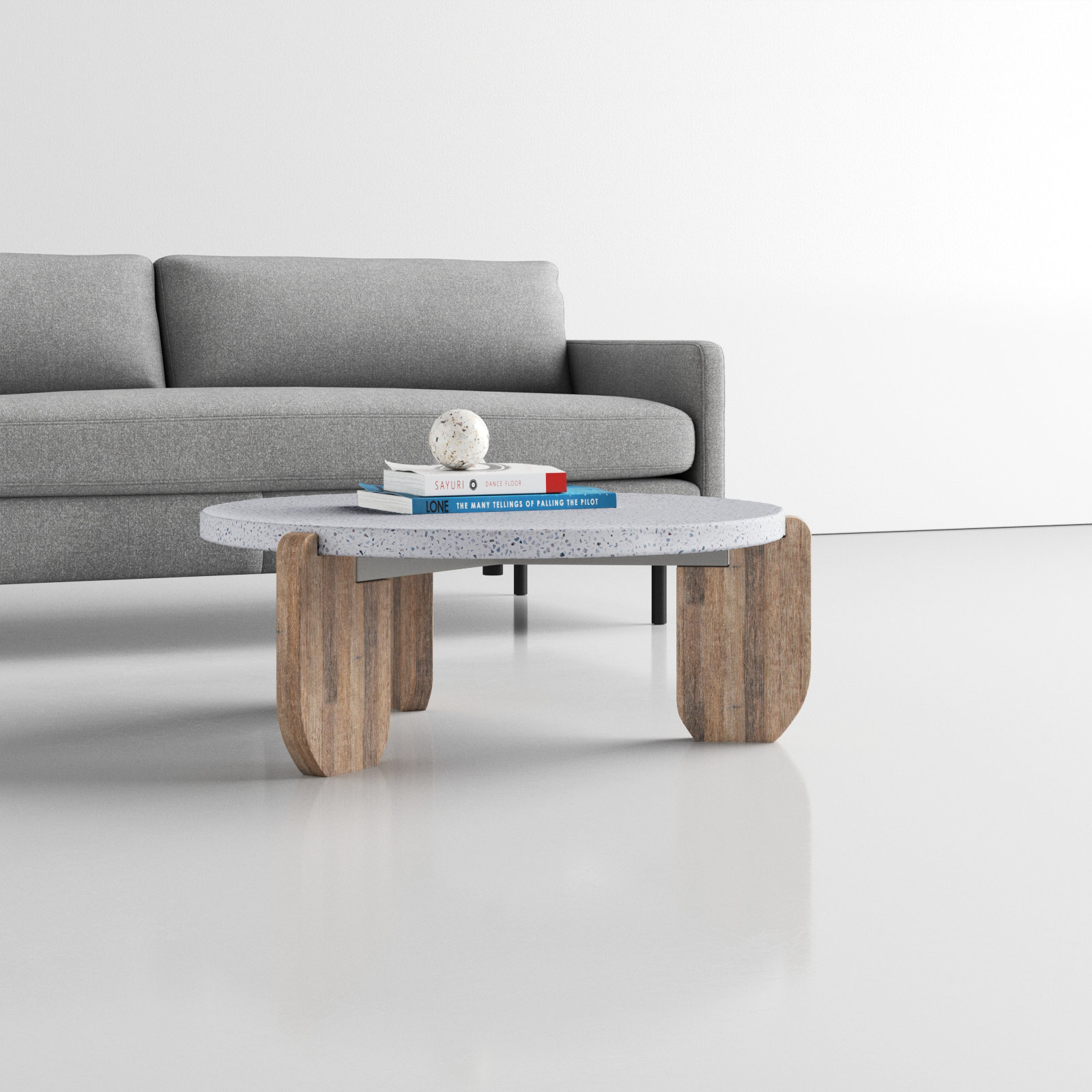 Broc Single Coffee Table, Gray/Beige