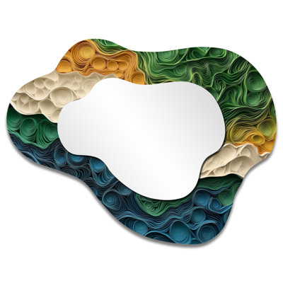 Biomorphism Earth Ephemeral Pathways - Lyrical Abstraction Asymmetrical Decorative Mirror, Modern irregular Wall Mirror, Printed on Metal