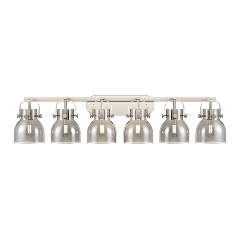Éclairage pour meuble-lavabo mural 6 po Skycrest, Fumée, Nickel satiné, Six lumières