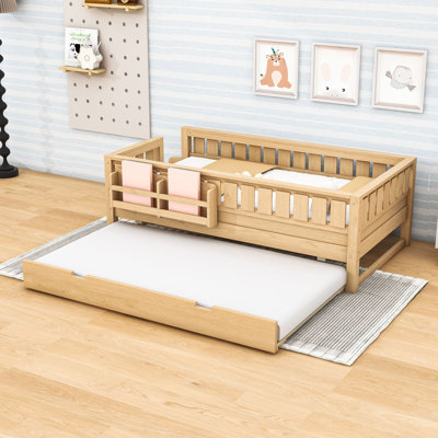 Wood Bed with Bookcase and Twin Trundle