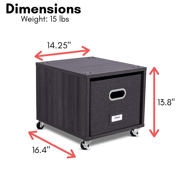 14.25'' Wide Mobile File Cabinet, Black