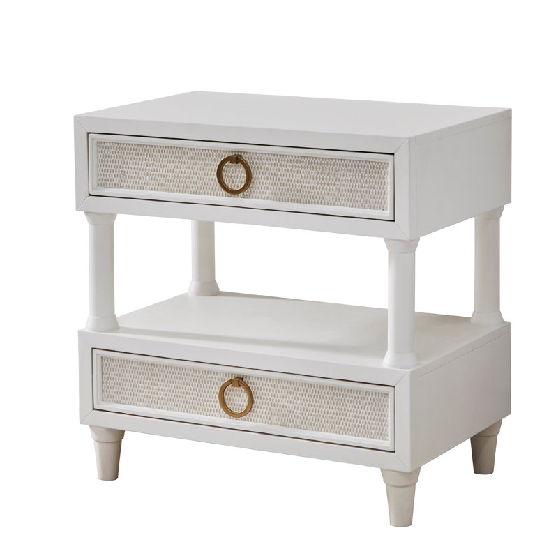 Abramowitz 2-Drawer with Open Shelf Nightstand - White