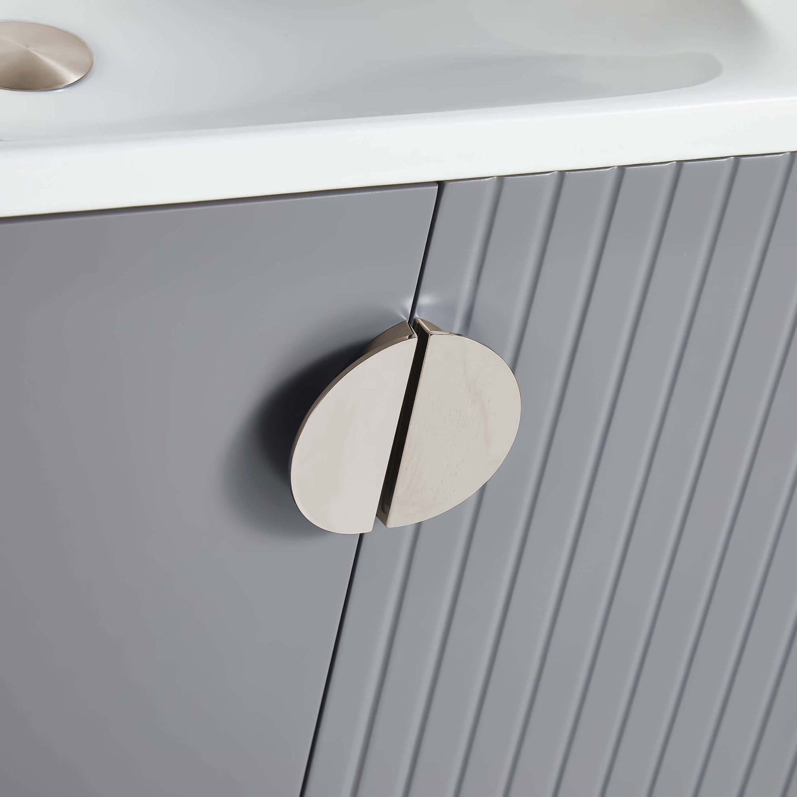Saimah 30'' Single Bathroom Vanity, Rock Gray, Satin Nickel