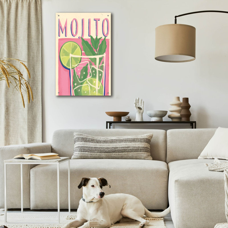 Art mural en verre à cocktail 2 pi par Janelle Penner, H 36 po x l 24 po x P 0,2 po