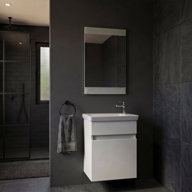 Ensemble de meuble-lavabo simple avec miroir Alastair, Matte White