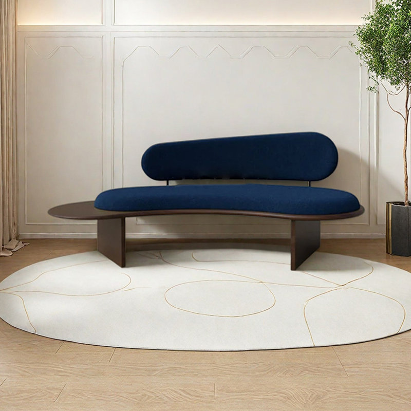 Méridiennes d'intérieur décontractées en bois Living Room, Marron foncé, Orienté à droite, Bleu très foncé